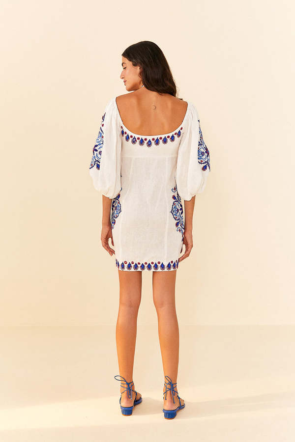 Farm Rio Embroidery Mini Dress - Off White | Garmentory Farm Rio Embroidery Mini Dress - Off White | Garmentory