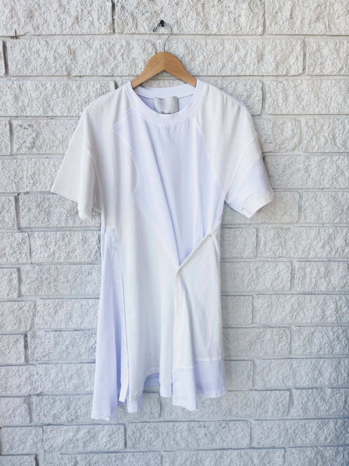 3.1 Phillip Lim Deconstructed Jersey T-shirt Dress - White/Ecru