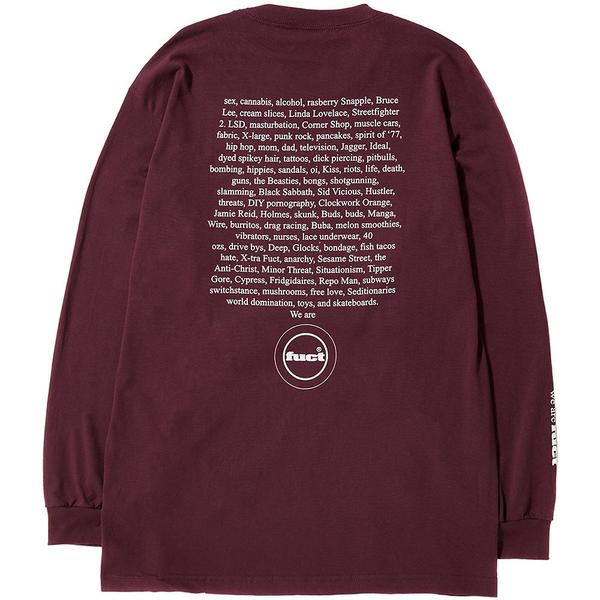 FUCT SSDD Fuct Advertisement 1991 Long Sleeve T-Shirt - Burgundy FUCT SSDD Fuct Advertisement 1991 Long Sleeve T-Shirt - Burgundy