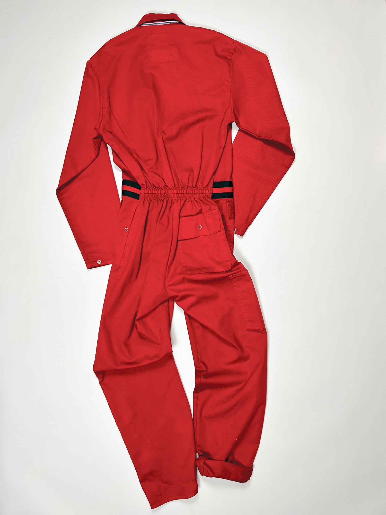 Retro Pocket Solid-Color Straight-Leg Workwear Suspender Jumpsuit