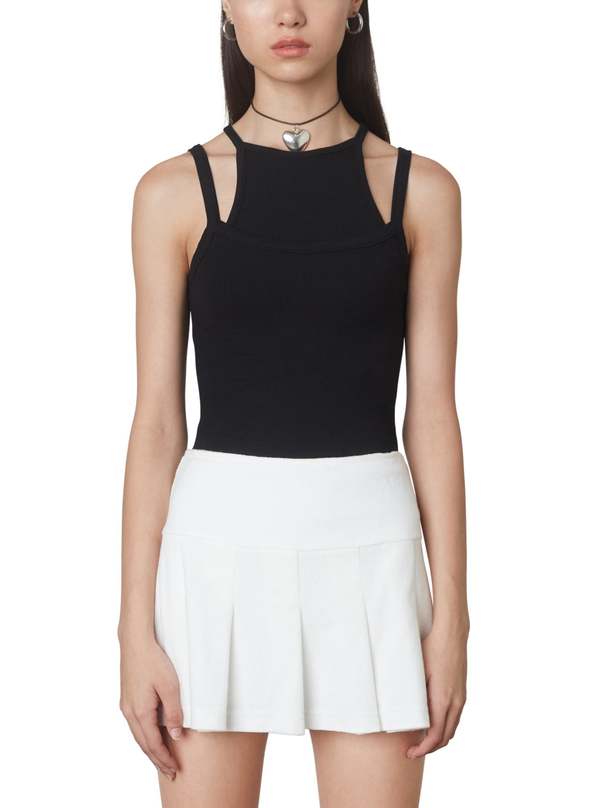 NIA Layered Tank Top Black Garmentory