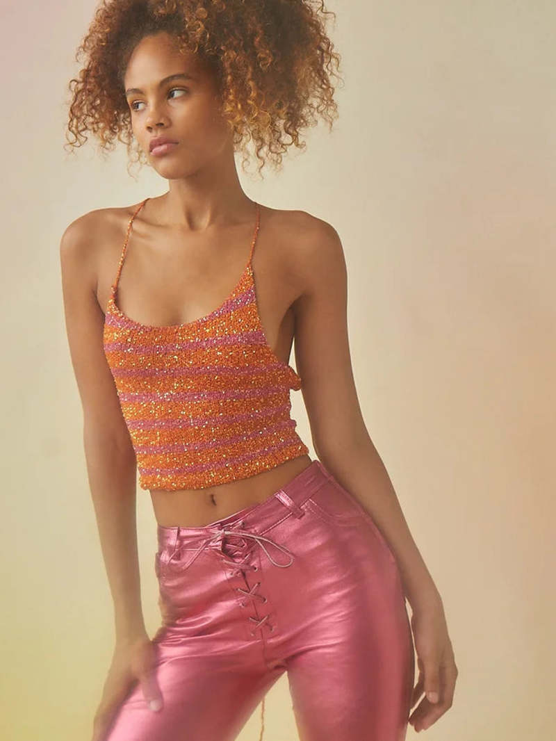 Tach Clothing Katniss Knit Top - Fuchsia/Orange | Garmentory