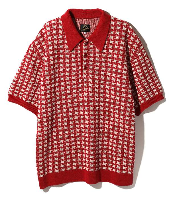 Needles Houndstooth Polo Sweater - Red | Garmentory