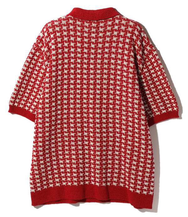 Needles Houndstooth Polo Sweater - Red | Garmentory