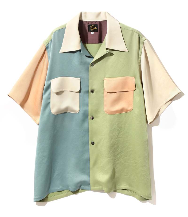 【完売品】NEEDLES CLASSIC SHIRT-MULTI COLOUR Needles Poly Sateen S/S Classic Shirt - Multi Colour Light Tone