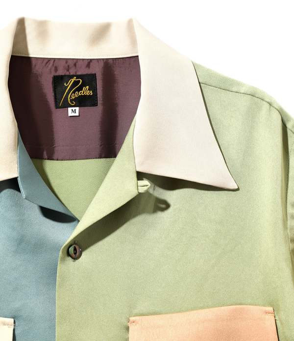 Needles Poly Sateen S/S Classic Shirt - Multi Colour Light Tone