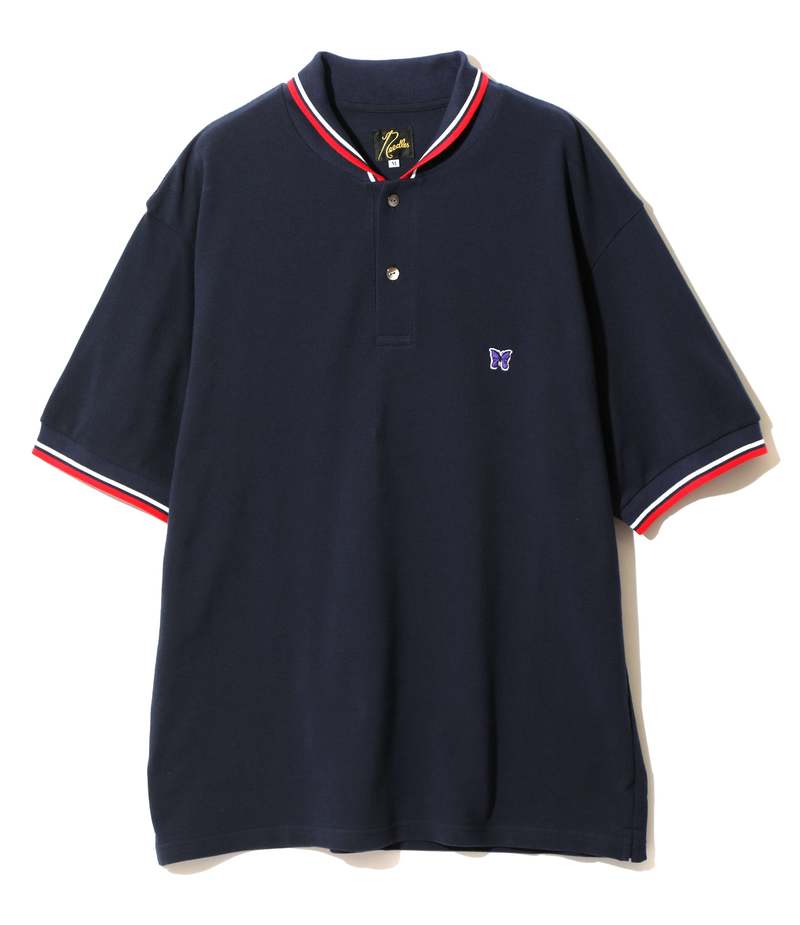 【NEEDLES】ニードルズ Shawl Collar S/S Polo - Cotton Pique Needles Cotton Pique Shawl Collar S/S Polo - Navy | Garmentory