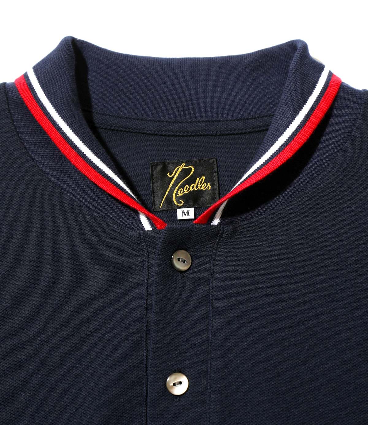 Needles Cotton Pique Shawl Collar S/S Polo - Navy | Garmentory