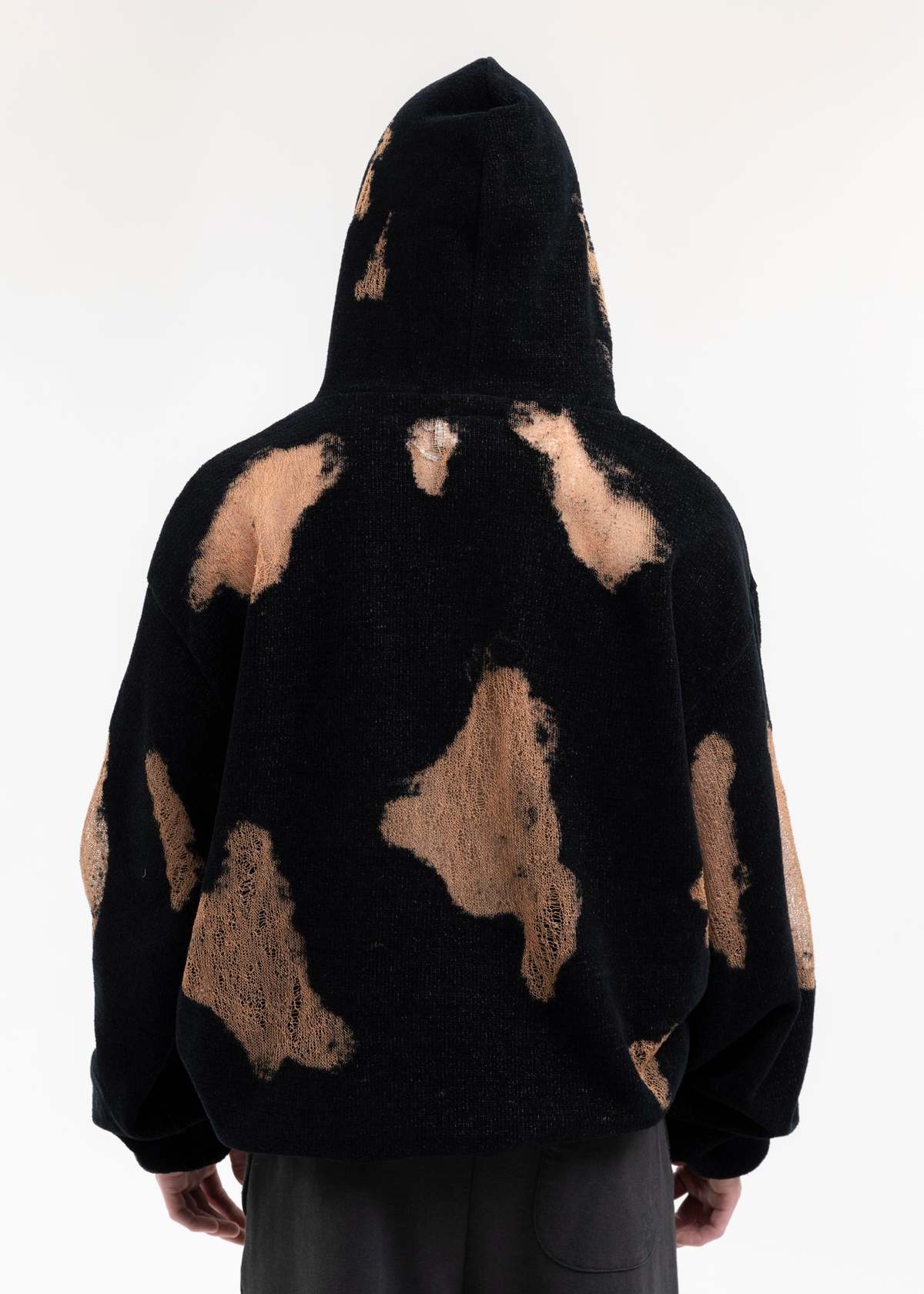 Doublet RIPPED OFF KNIT HOODIE - BLACK | Garmentory
