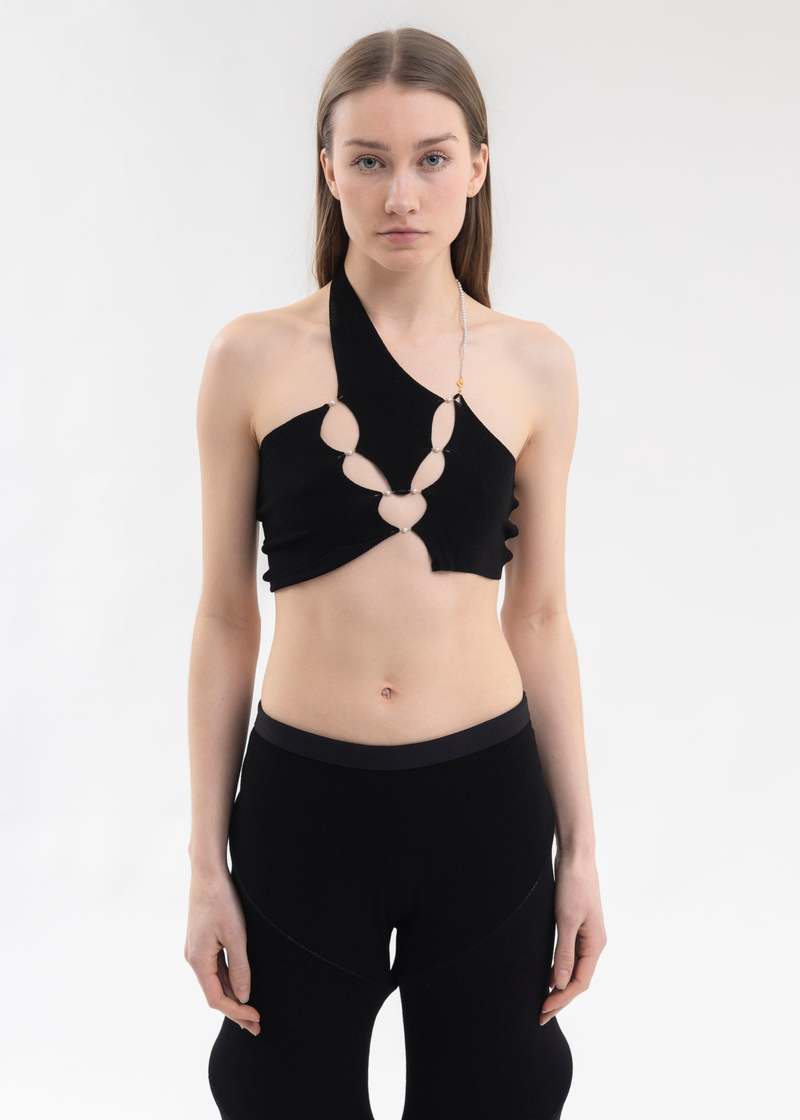 トップス Riu Halter neck ribbon knit Rui Halter Neck Top - Black | Garmentory