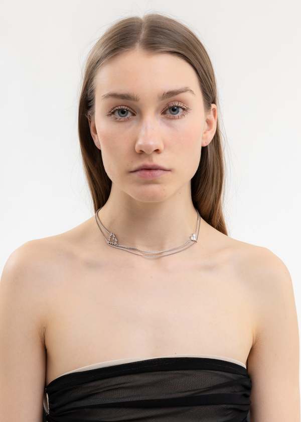 DEPARTMENT Silver Two Heart  Necklace - Silver