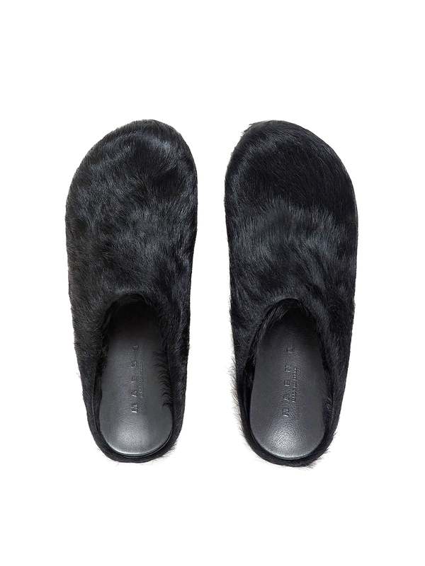 Marni Fussbett Sabot - Black Long Hair Leather | Garmentory display picture 3