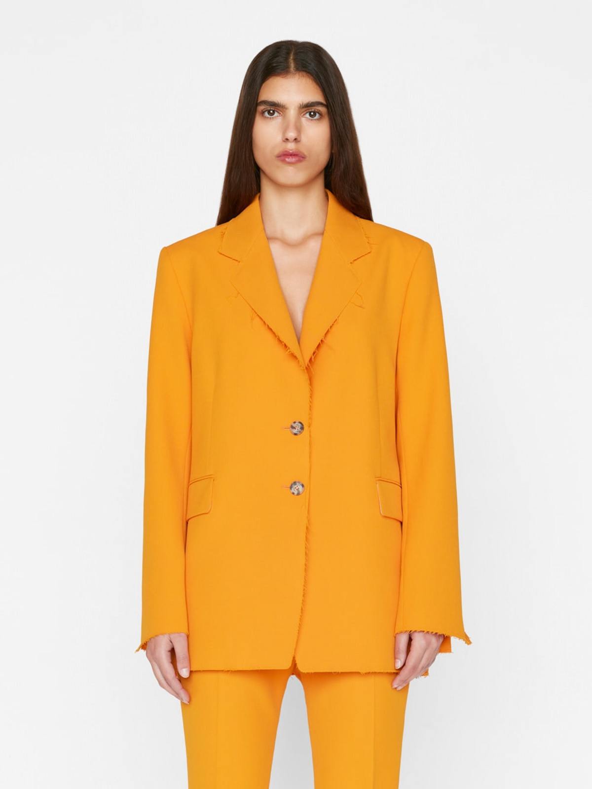 FRAME Denim Oversized Raw Edge Blazer Nectarine Garmentory