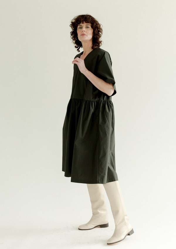 Black Crane V-Neck Dress - Shadow | Garmentory