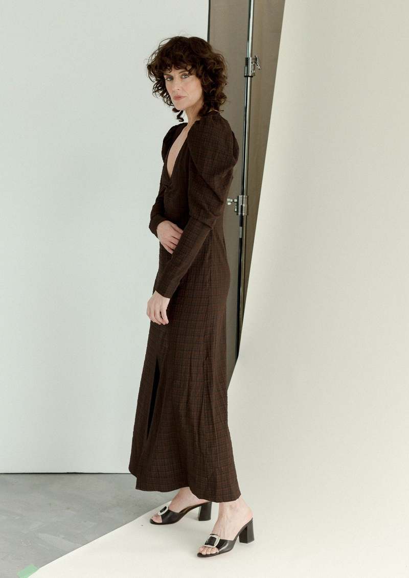 【GANNI】dress Ganni // Black & White Contrast Stitch Dress – VSP Consignment