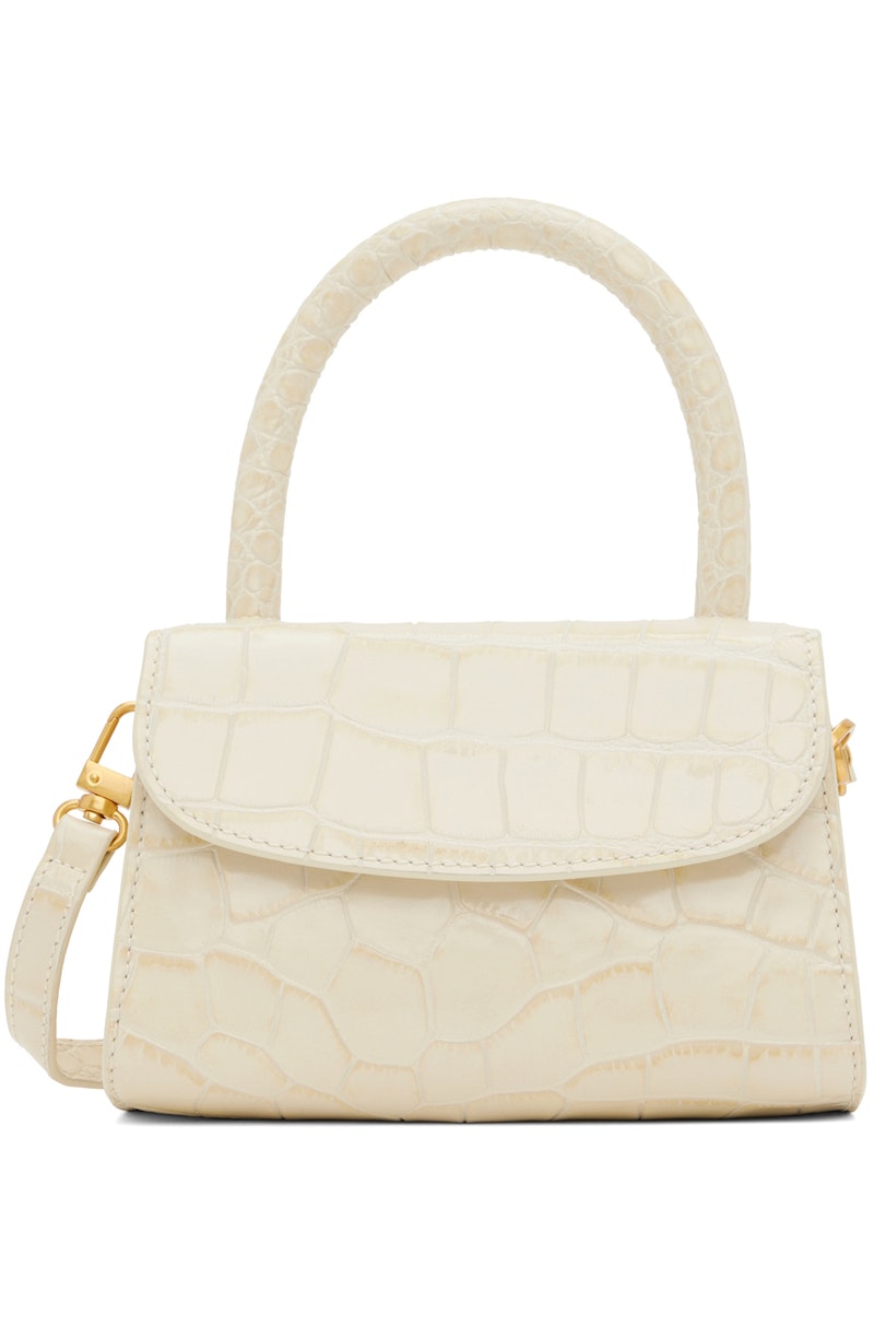 BY FAR Off-White Croc Mini Bag - CE Cream | Garmentory