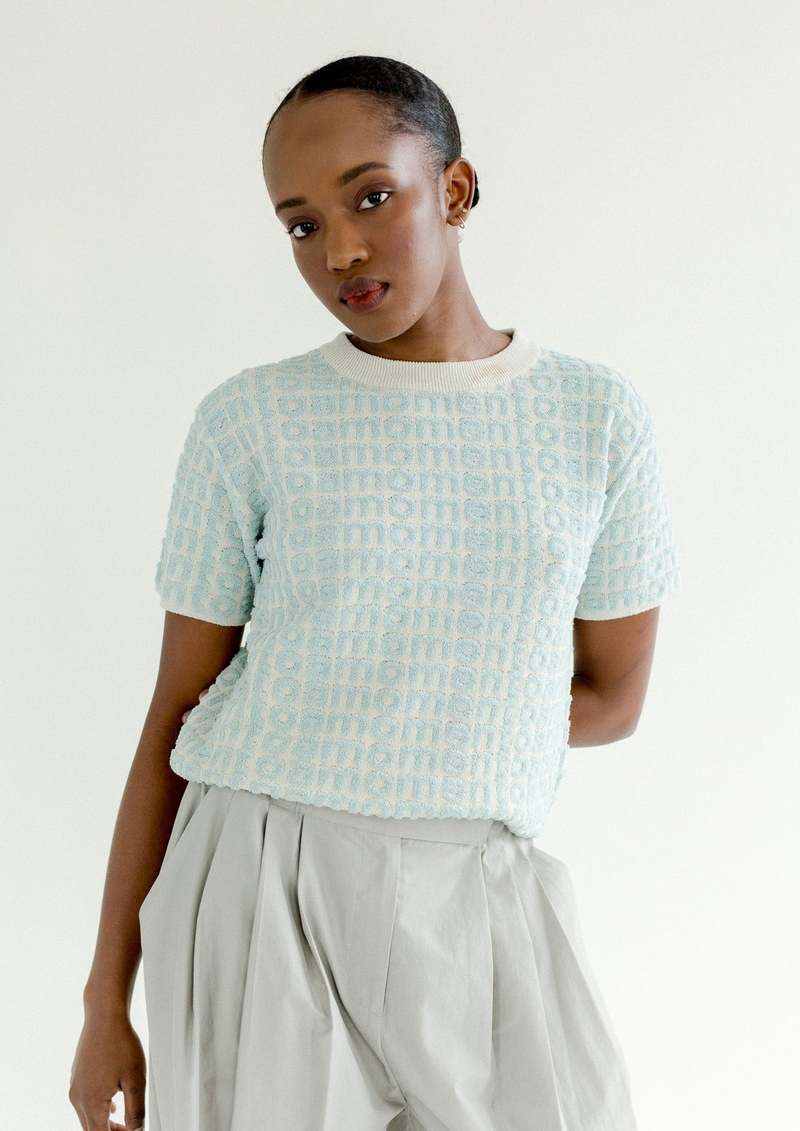 Amomento Boucle Logo Top - Sky Blue | Garmentory