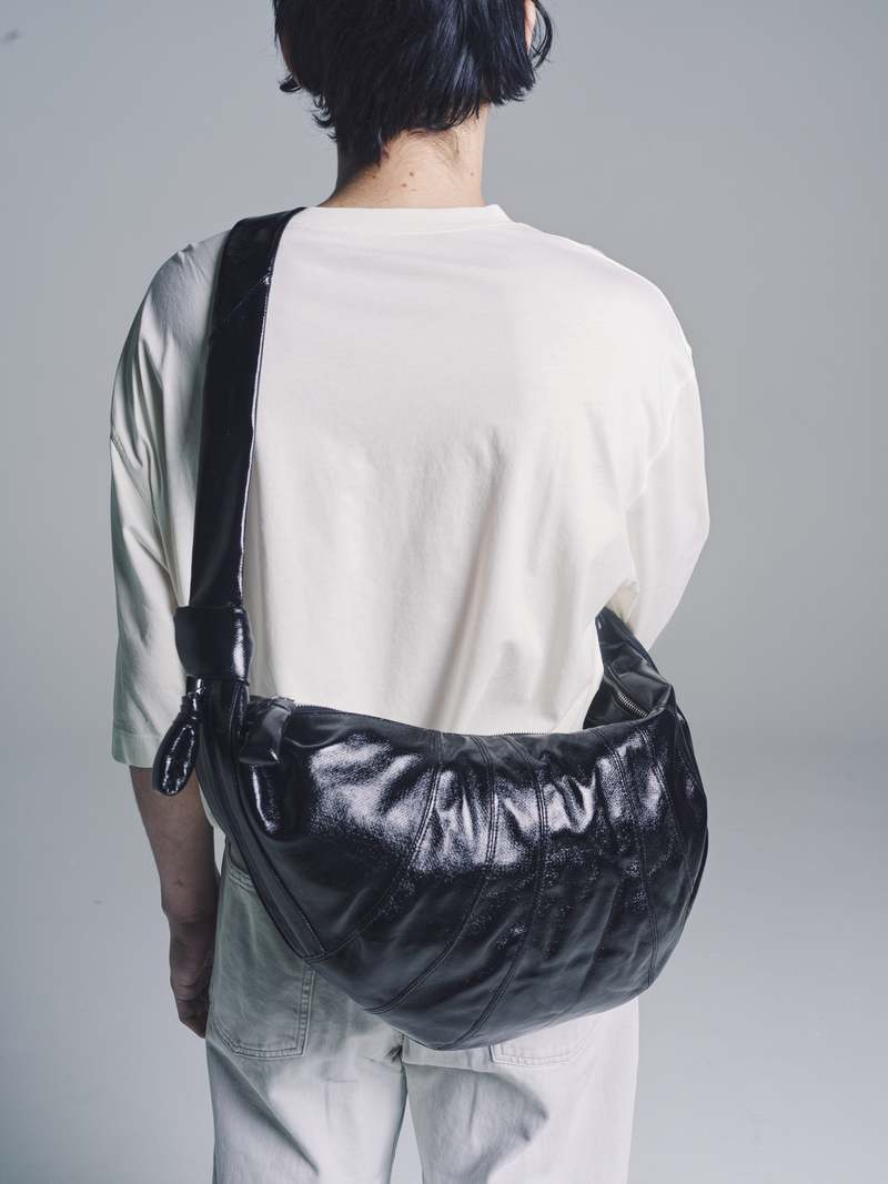Lemaire Coated Cotton Large Croissant Bag - Black | Garmentory