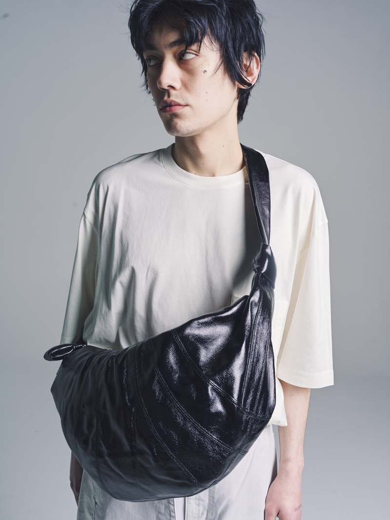 Lemaire Coated Cotton Large Croissant Bag - Black | Garmentory