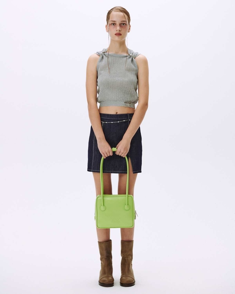 Marge Sherwood Crinkled Leather Square Shoulder Bag with