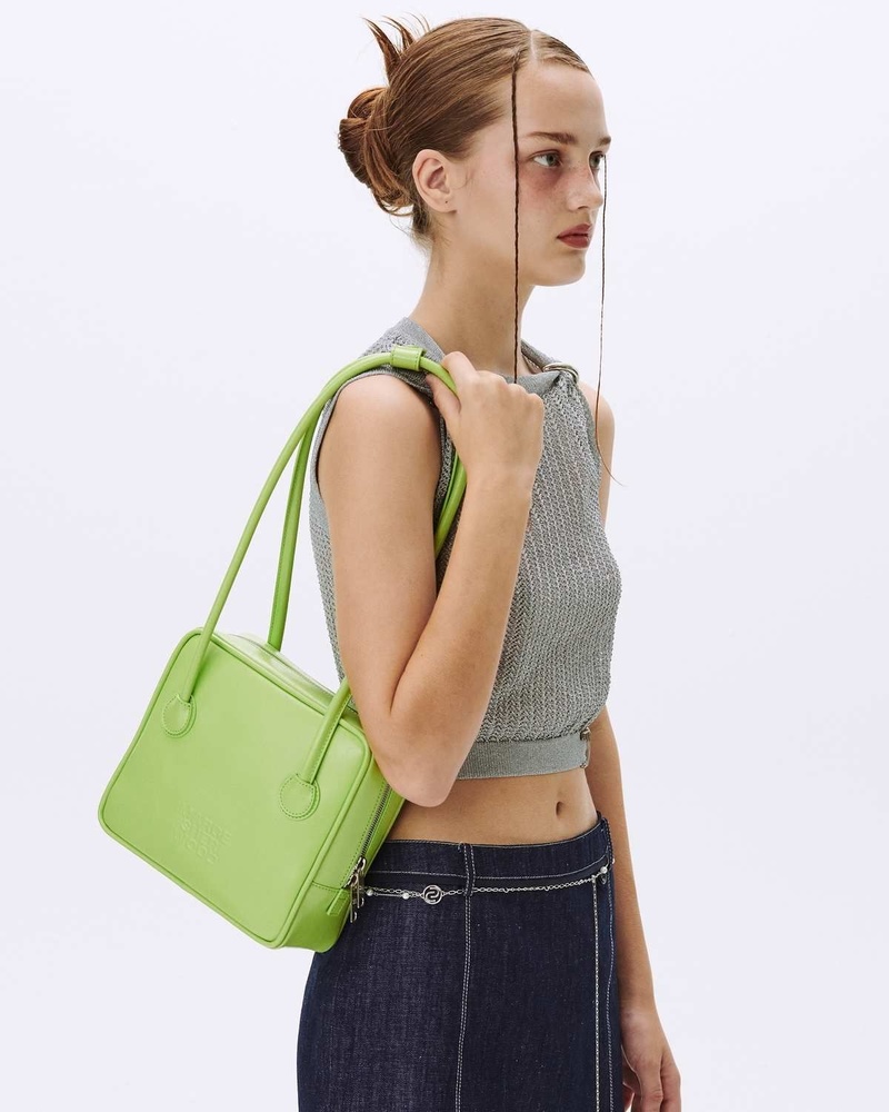 Marge Sherwood Crinkled Leather Square Shoulder Bag with