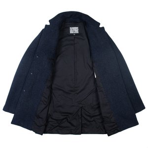 August Fifteenth Topper Coat - Navy Herringbone Harris Tweed 