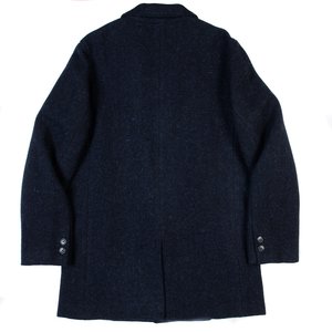 August Fifteenth Topper Coat - Navy Herringbone Harris Tweed 