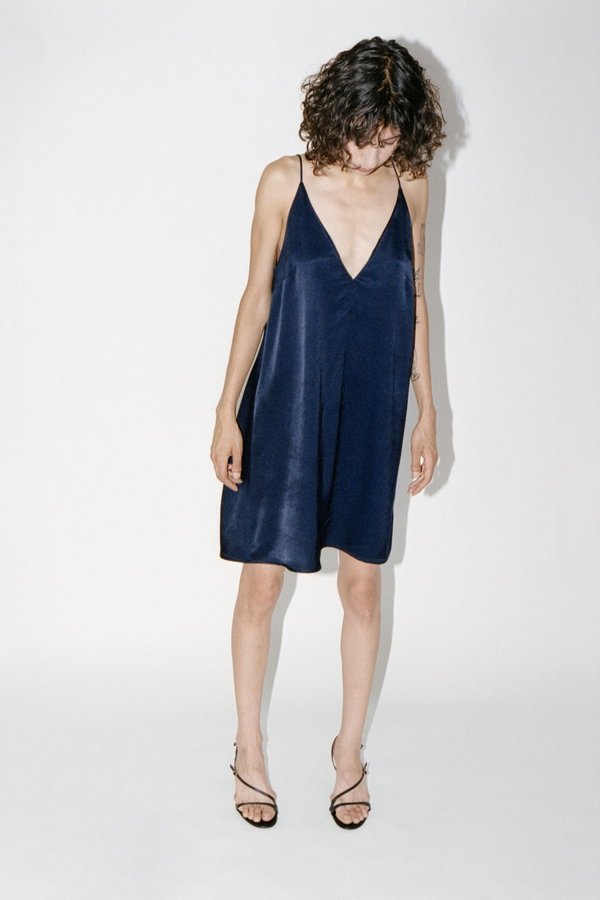 navy mini slip dress Quince Women's Mini Slip Dress in Navy, Medium Size