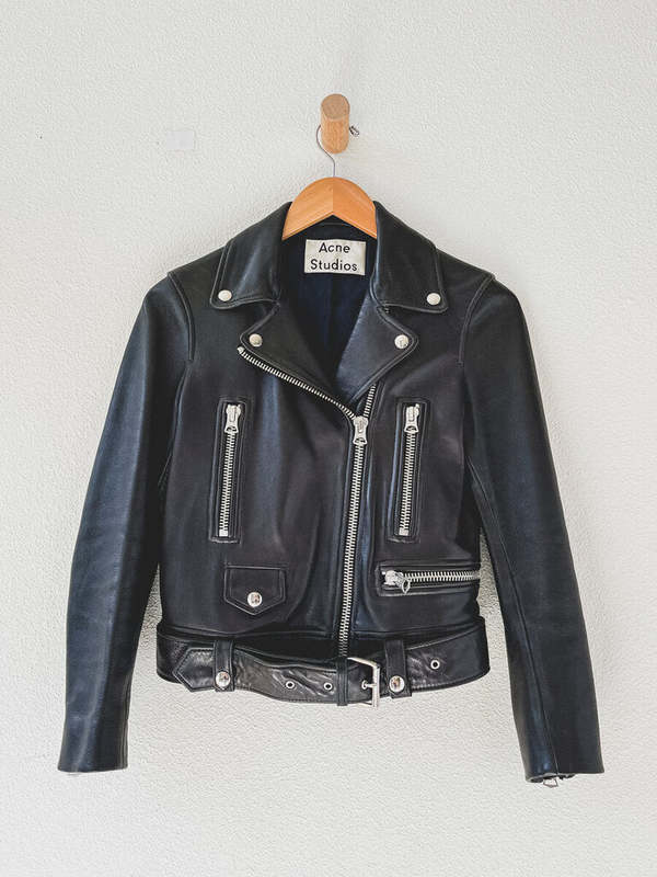 Deep Lake  ACNE LEATHER MOTO JACKET SIZE XS