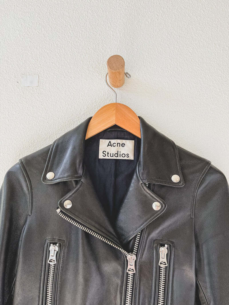 Deep Lake  ACNE LEATHER MOTO JACKET SIZE XS
