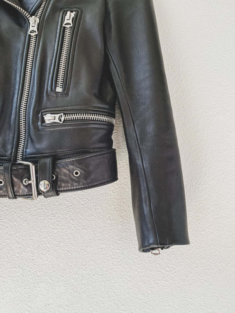 Deep Lake  ACNE LEATHER MOTO JACKET SIZE XS
