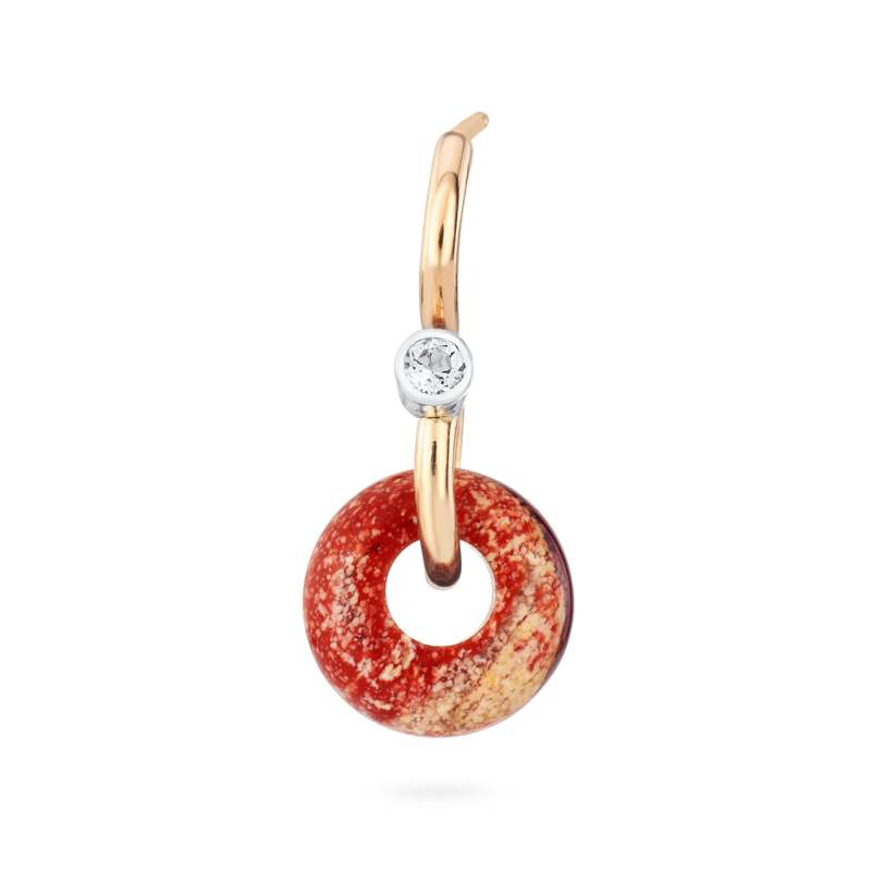 Ornate Collection Mini Poise Red Jasper Earring - 9kt Gold