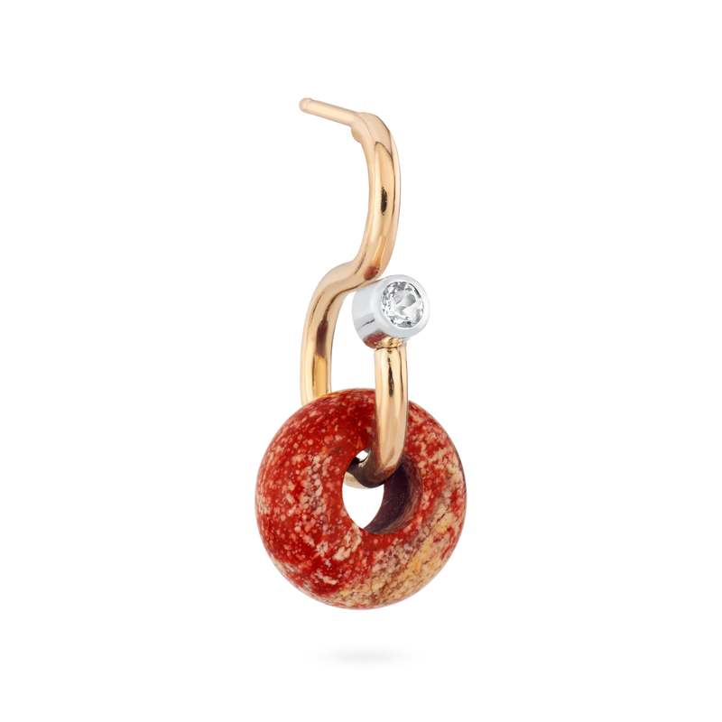 Ornate Collection Mini Poise Red Jasper Earring - 9kt Gold