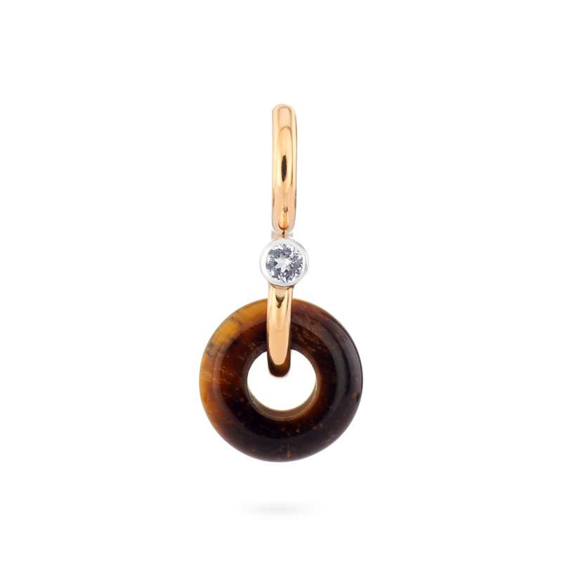 Ornate Collection Mini Poise Tiger's Eye Earring - 9kt Gold