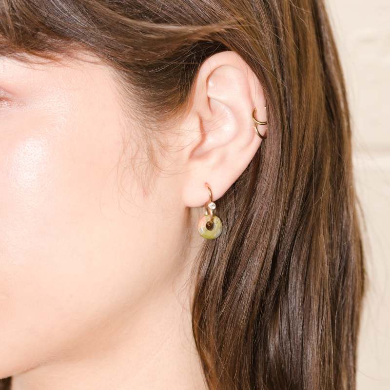 Ornate Collection Mini Poise Unakite Earring - 9kt Gold Ornate Collection Mini Poise Unakite Earring - 9kt Gold