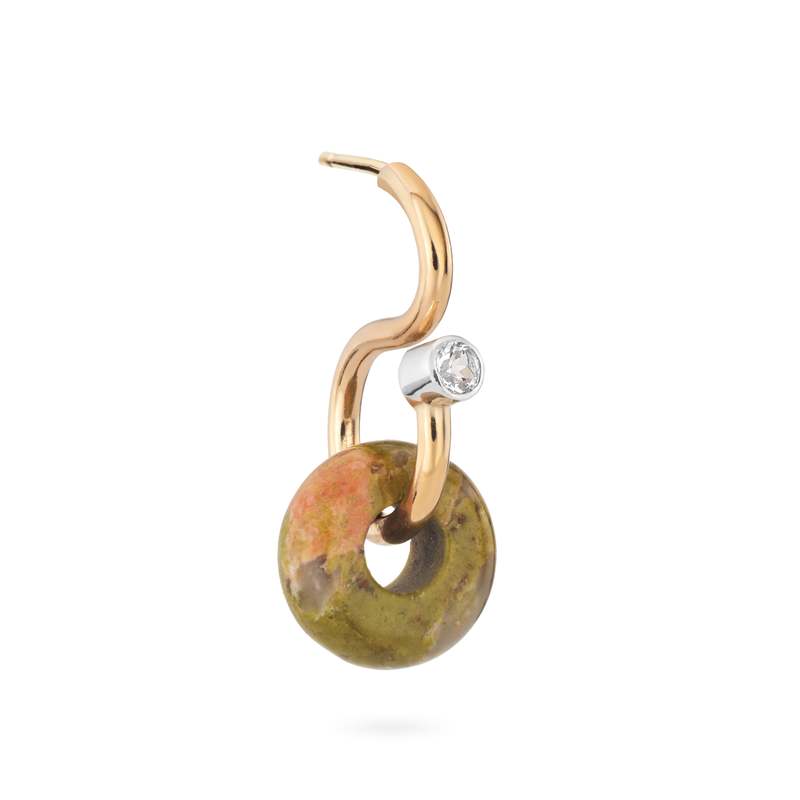 Ornate Collection Mini Poise Unakite Earring - 9kt Gold Ornate Collection Mini Poise Unakite Earring - 9kt Gold