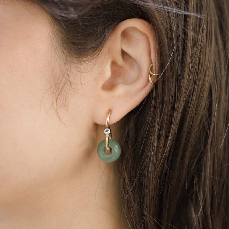 Ornate Collection Signature Poise Aventurine Earrings - 9kt Gold