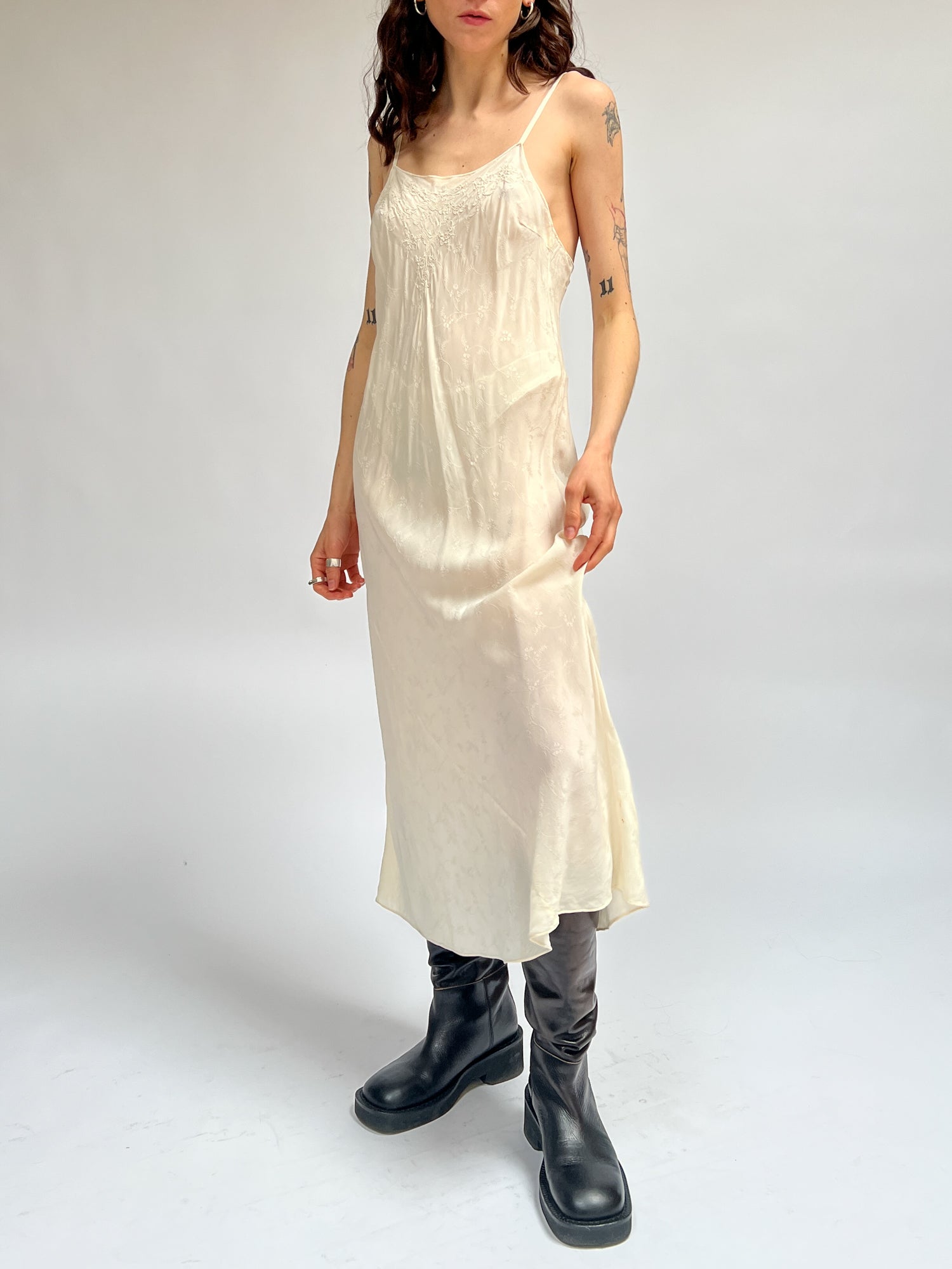 Silk Embroidered Slipdress - Cream | Garmentory