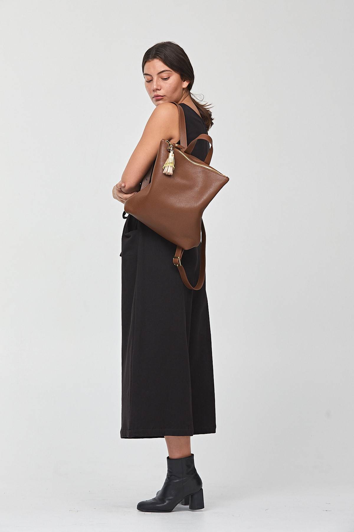 Shana Luther Leather Backpack Shana Luther Hill Backpack - Brown with Tassel | Garmentory main image 3