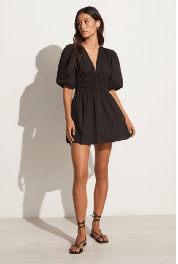 Faithfull The Brand VALLEDORIA Midi Dress - Black | Garmentory Faithfull The Brand VALLEDORIA Midi Dress - Black | Garmentory