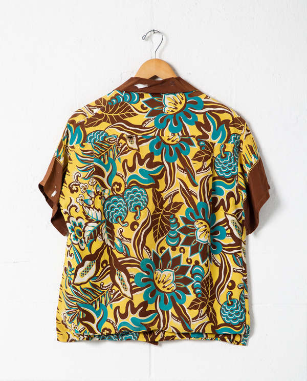 トップス 50s picture print aloha shirt vintage L Vintage 1950s Floral Print Aloha Shirt | Garmentory