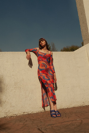 Fenreta WAVY MESH DRESS - Prints | Garmentory