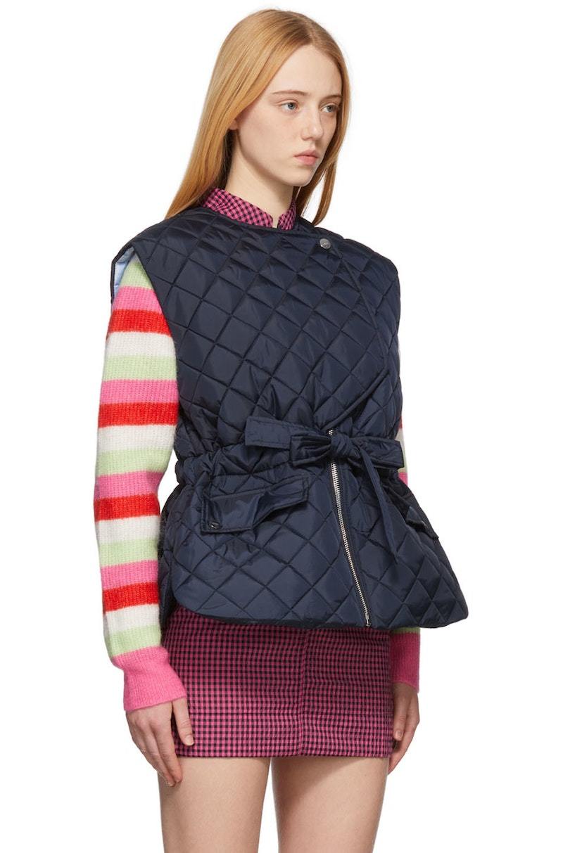 Ganni Recycled Ripstop Quilt Vest Sky Captain