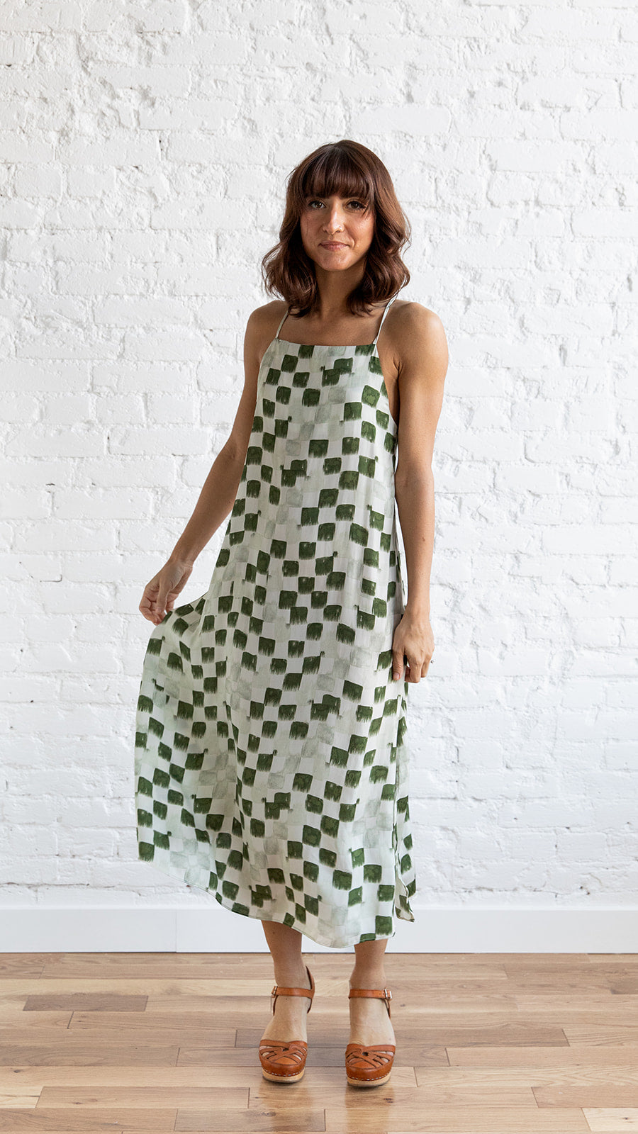 slim fit dress slacks De Castro | Checkmate Dress | Green main image 1