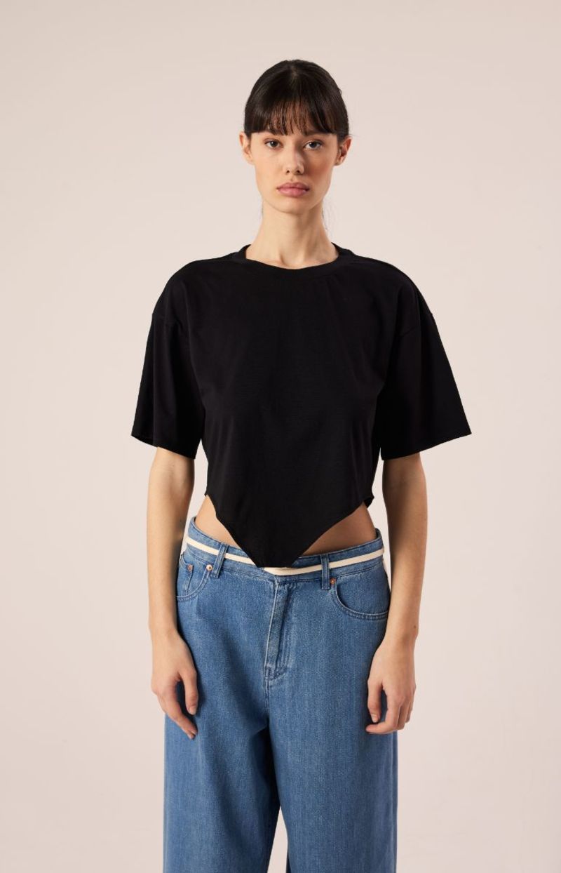 MM6 アシンメトリックシャツ サイズ36 MM6 MaisonMargiela クロップド アシンメトリック シャツ 【公式通販】