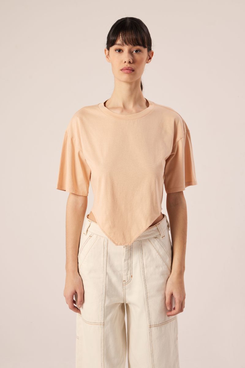 MM6 Maison Margiela Asymmetric T-shirt - Dusty pink | Garmentory