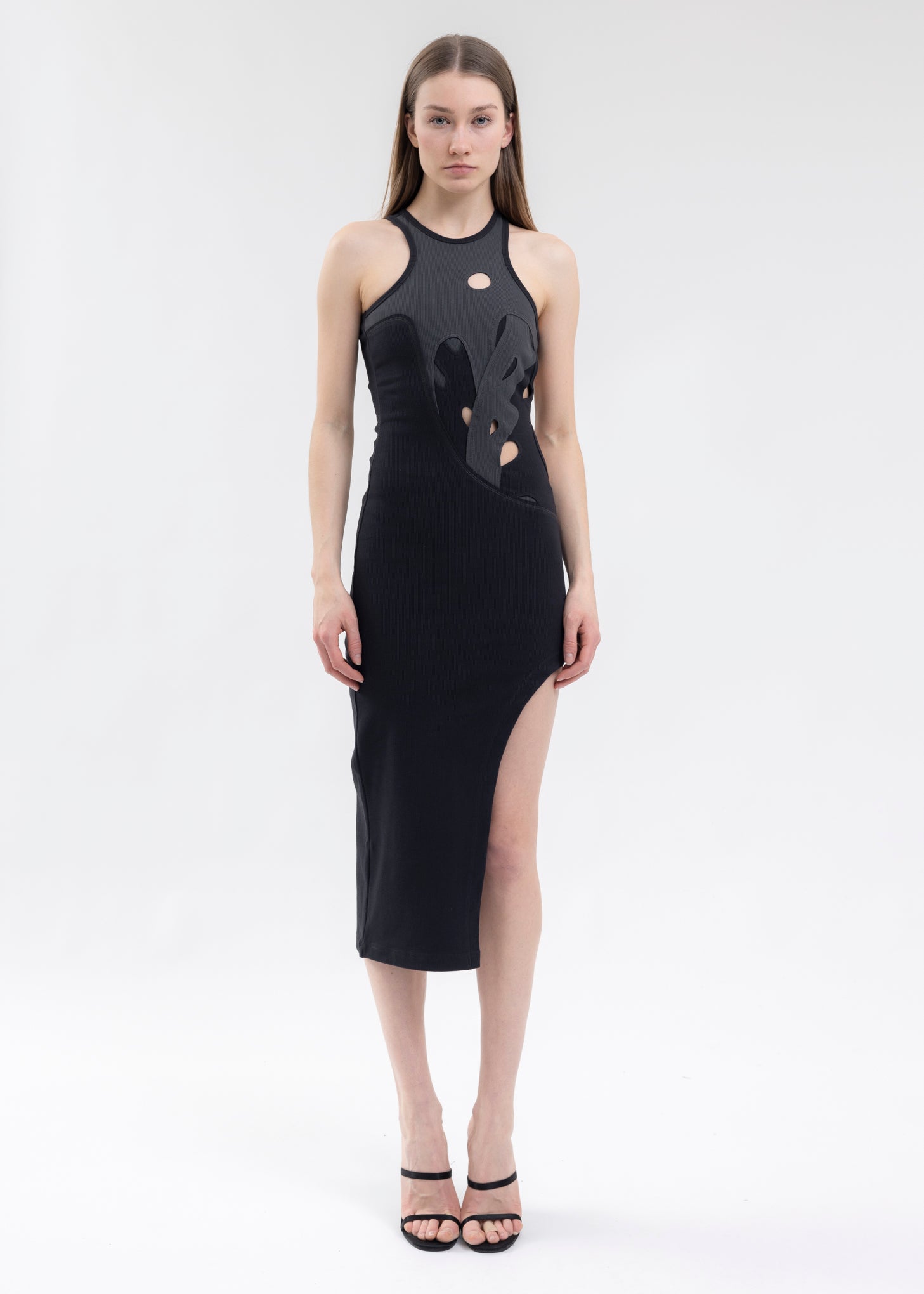 Feng Chen Wang Chinese Character Jersey Dress - Black/Grey