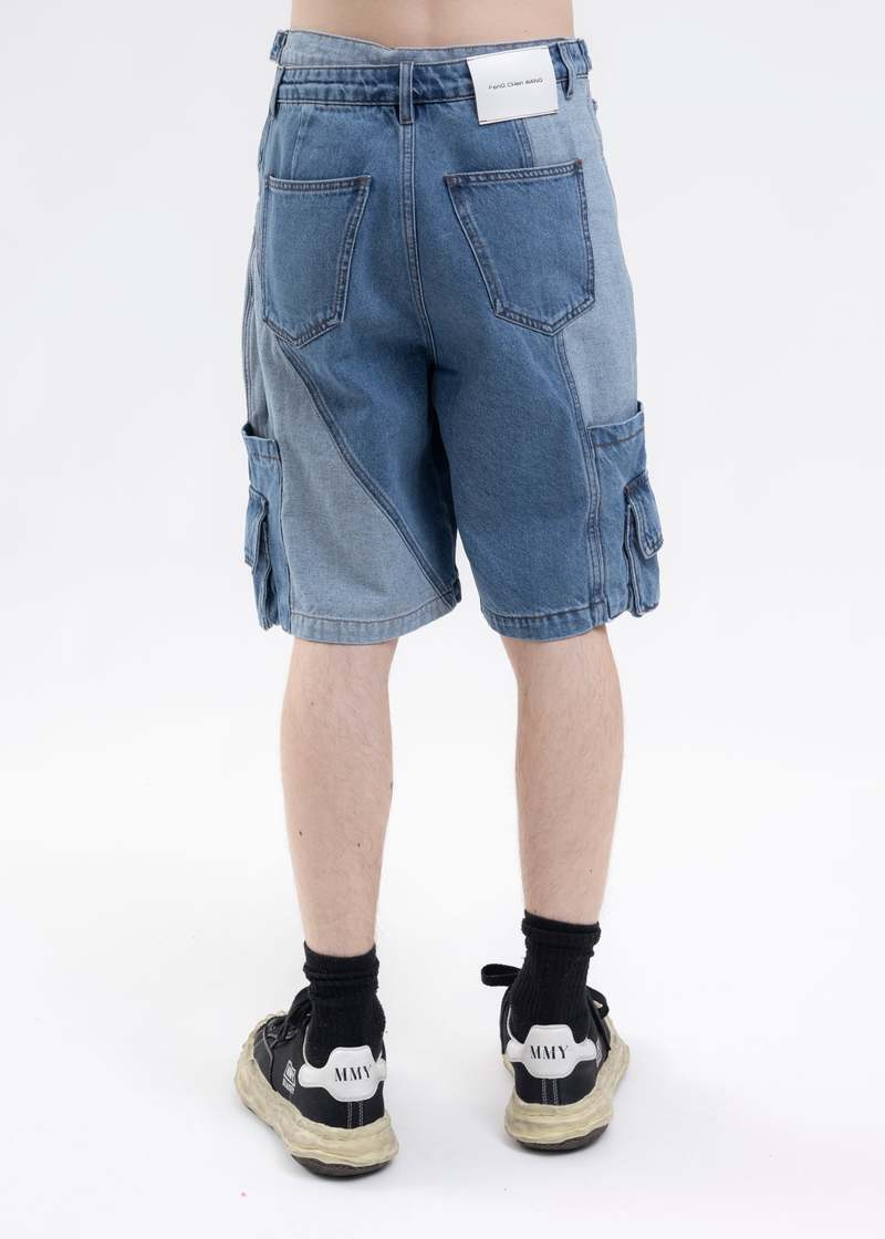 【BAON】[unisex] Chanu Raw Denim Bermuda Cargo Pants Men's Ripstop Cargo Shorts: Lightweight & Durable | Treezyn