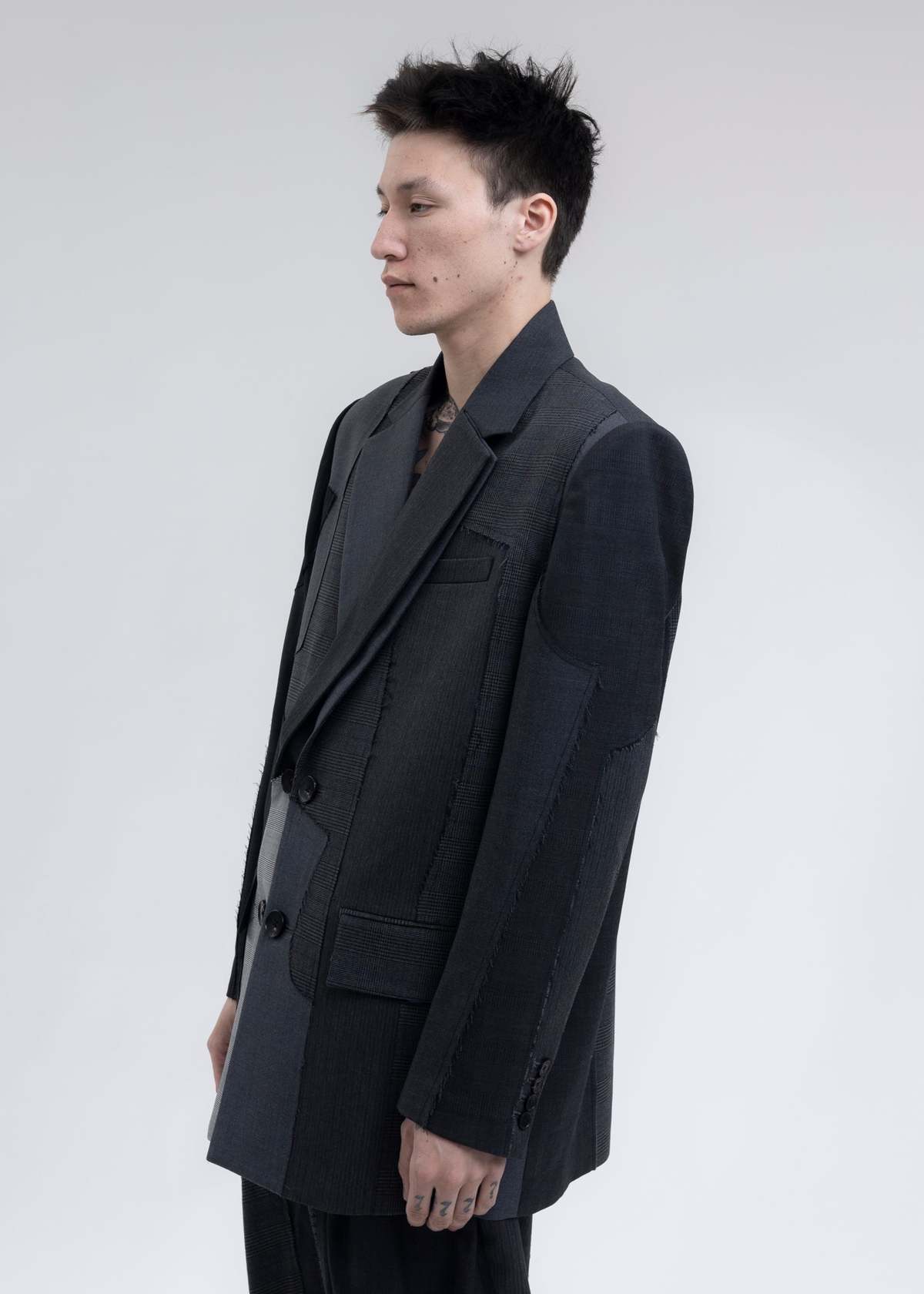 Feng Chen Wang Woolen Stitching Jacket Grey Garmentory