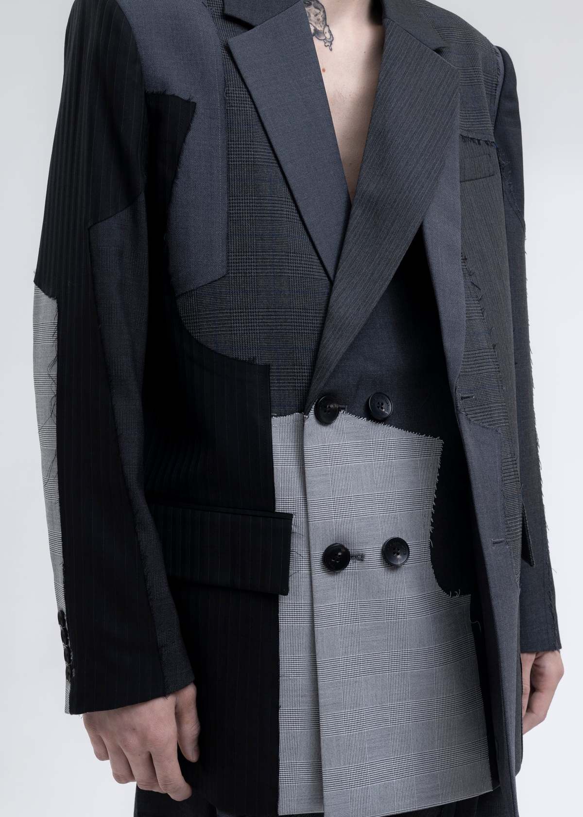 Feng Chen Wang Woolen Stitching Jacket Grey Garmentory